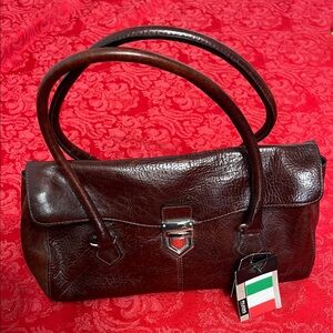 Wilson Italian Leather Handbag Brown Top Handle Structured Purse NWT
